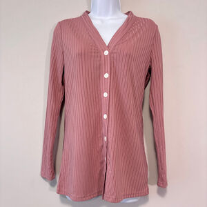 Shein Women's Size Extra Small Pink Long Sleeve Button-Down Casual Shirt NIB